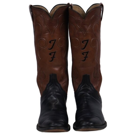 James Leddy Vintage Cowboy Boots Custom Handmade Monogram Inlay Womens 6.5 or 7 - Picture 2 of 13